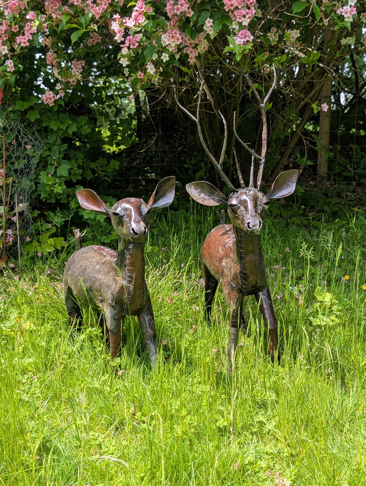 Deer Pair Handmade Garden Sculpture