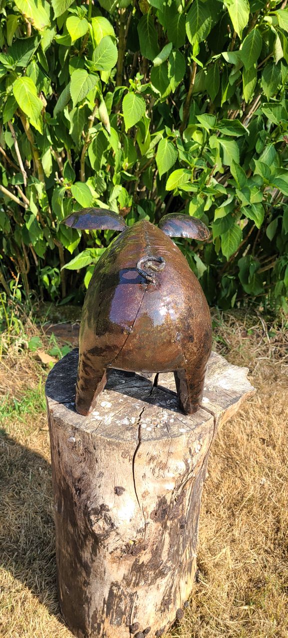 Handmade Large Brown Pig