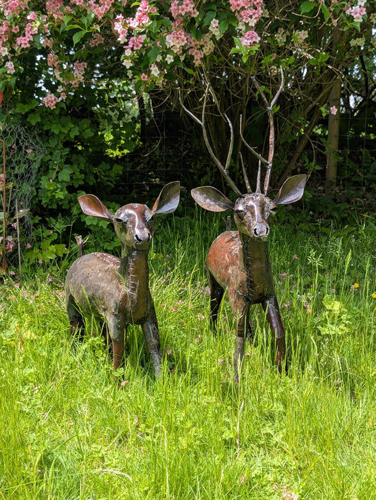Deer Pair Handmade Garden Sculpture
