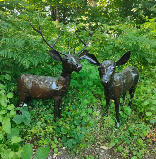 Deer Pair Handmade Garden Sculpture
